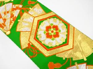 アンティーク　桧扇に花亀甲模様織り出し袋帯（着用可）